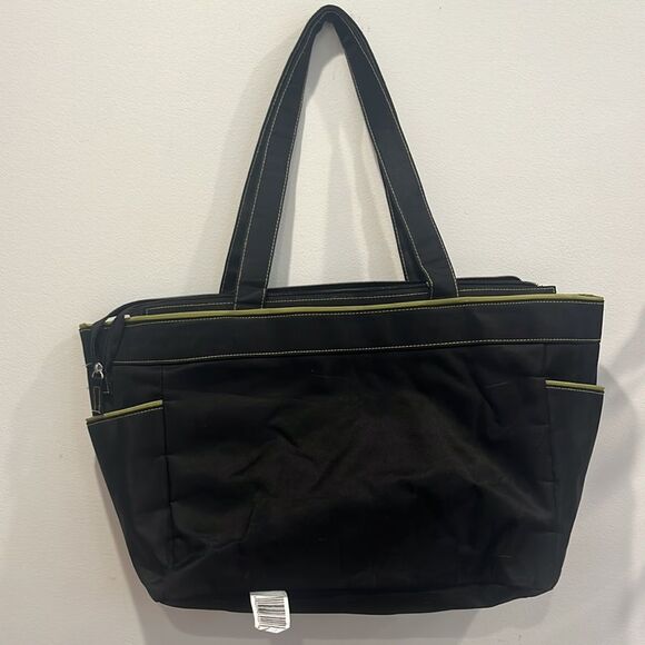 Carter's Large Diaper Bag Black with Sage Green Stitching Baby Bag - Picture 5 of 9